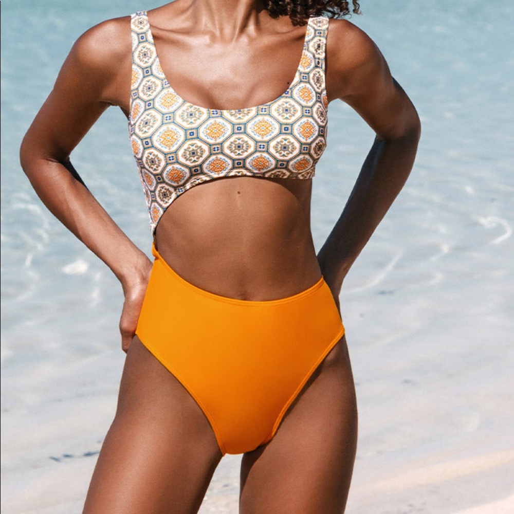 Aurelia Ethnic Print Scoop Neck One Piece Swimsuit